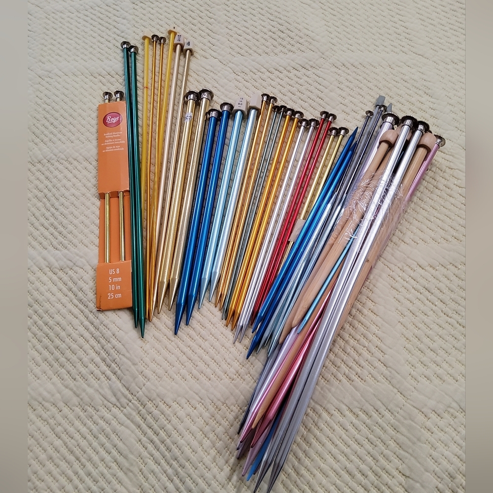 Vintage Aluminum Knitting Needles Bundle of 30